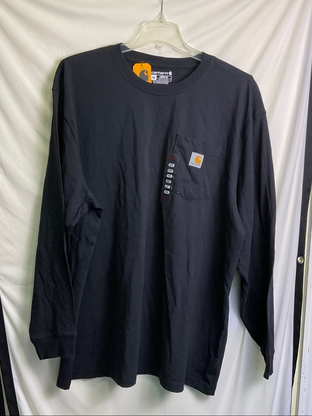 Carhartt Black Long Sleeve Pocket Tee with Logo Patch